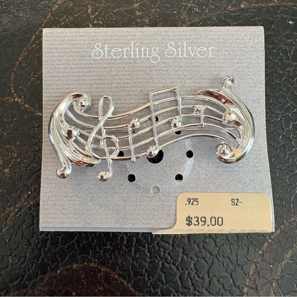 Beau Sterling Silver Musical Scale Brooch